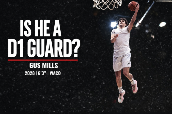 Gus Mills 2028 6 foot 3 guard Waco Midway High School OES scouting evaluation